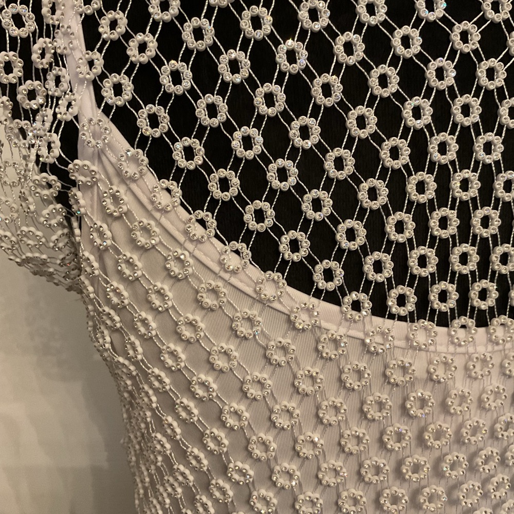 House of Harlow 1960 Floral Rhinestone Mesh Top - Picture 5 of 5